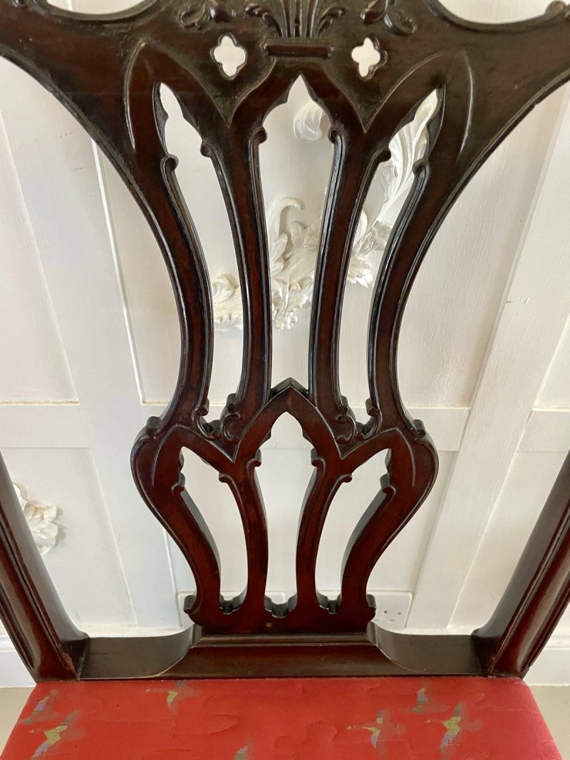 Set of 12 Antique Victorian Quality Carved Mahogany Dining Chairs - Image 8